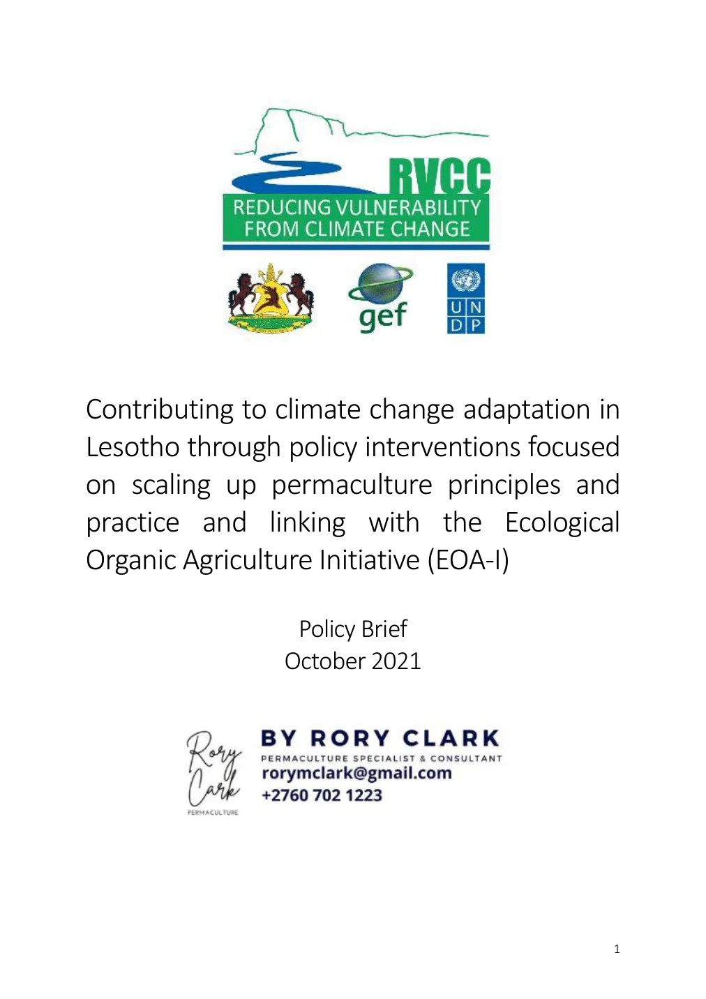 Cover of Scaling permaculture in Lesotho: policy brief