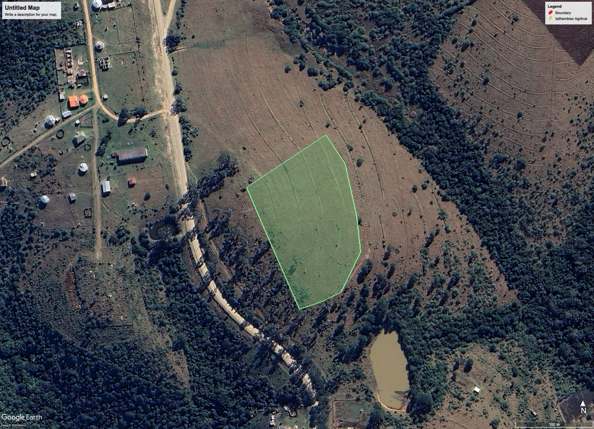 Aerial site record marking the proposed Isithembiso Agrihub area near East London