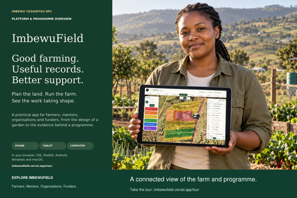 Cover of the ImbewuField platform and programme overview: Good farming. Useful records. Better support.